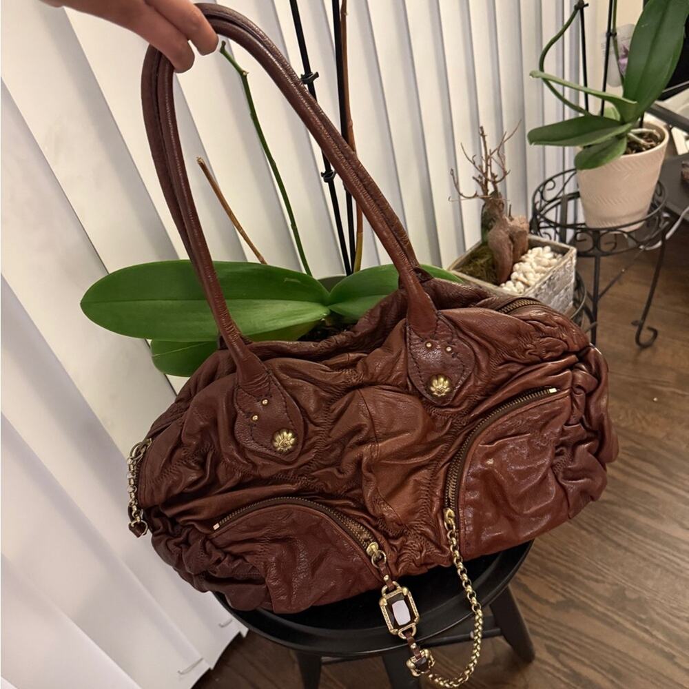 Vintage Style Brown Leather Tote Bag- New